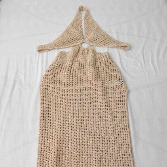 NWT Swim Ring Linked Cut Out Tie Backless Split Thigh Cover Up Dress - Picture 2 of 6